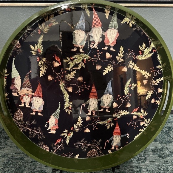 Pottery Barn Whimsical Forest Gnome Handcrafted Lacquer Serving Tray - Picture 3 of 15